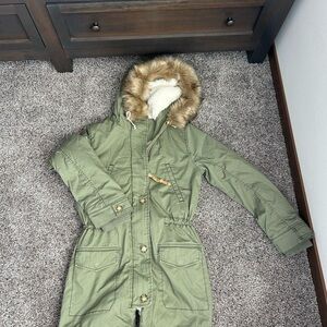 Abercrombie & Fitch Green Parka with Faux Fur Hood